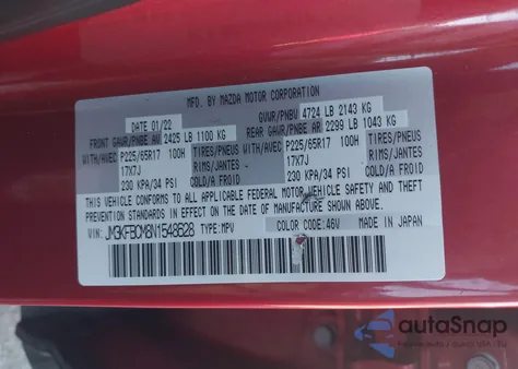 2022 Mazda Cx-5 2.5 S Preferred from USA, damaged, VIN JM3KFBCM8N1548628